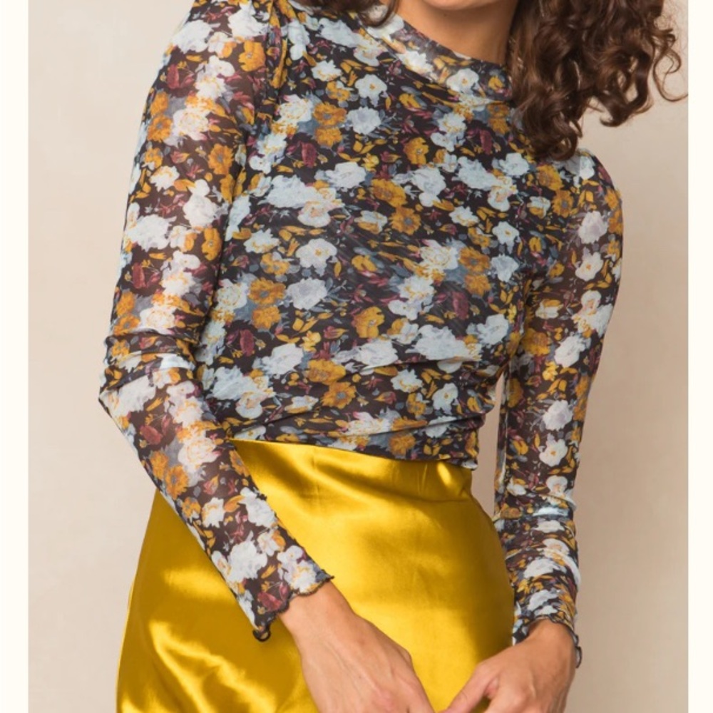 ISO-Ivy City Floral Mesh Top